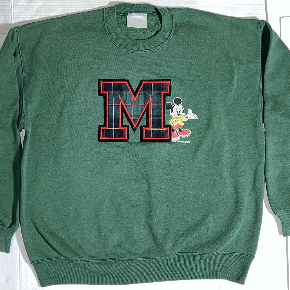 Walt Disney Velva Sheen VTG Genus Green Mickey Mouse Pullover Sweatshirt XL USA